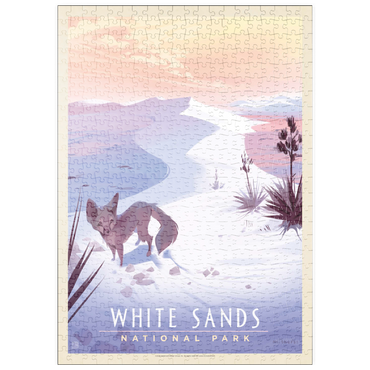 Darstellung des Puzzle Motivs puzzleplate White Sands National Park: Kit Fox, Vintage Poster 500 Puzzle