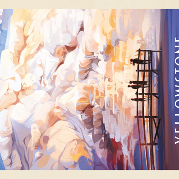 Darstellung des Puzzle Motivs Yellowstone National Park: Mammoth Hot Springs Terraces, Vintage Poster 1000 Puzzle 3D Modell