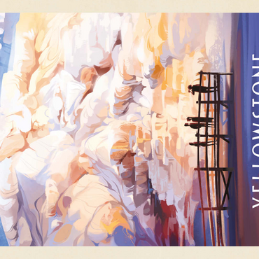 Darstellung des Puzzle Motivs Yellowstone National Park: Mammoth Hot Springs Terraces, Vintage Poster 500 Puzzle 3D Modell