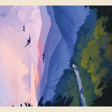 Darstellung des Puzzle Motivs Blue Ridge Parkway: Bird's Eye View, Vintage Poster 1000 Puzzle 3D Modell