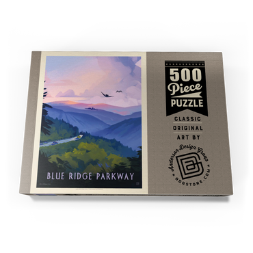 Darstellung des Puzzle Motivs Blue Ridge Parkway: Bird's Eye View, Vintage Poster 500 Puzzle Schachtel Ansicht3