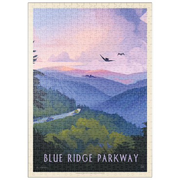 Darstellung des Puzzle Motivs puzzleplate Blue Ridge Parkway: Bird's Eye View, Vintage Poster 500 Puzzle