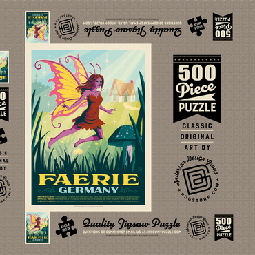 Darstellung des Puzzle Motivs Mythical Creatures: Faerie (Germany), Vintage Poster 500 Puzzle Schachtel 3D Modell
