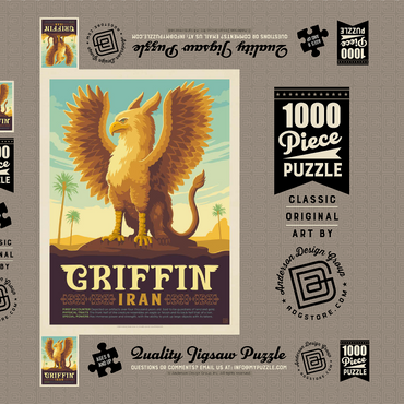 Darstellung des Puzzle Motivs Mythical Creatures: Griffin (Iran), Vintage Poster 1000 Puzzle Schachtel 3D Modell