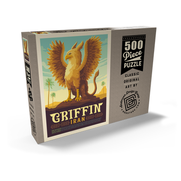Darstellung des Puzzle Motivs Mythical Creatures: Griffin (Iran), Vintage Poster 500 Puzzle Schachtel Ansicht2
