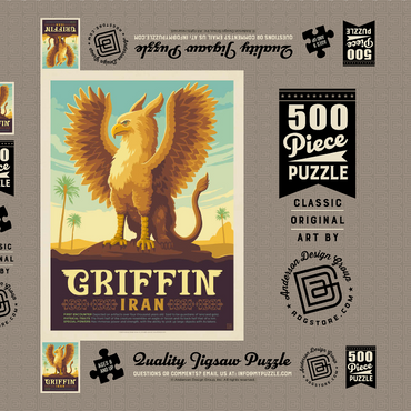 Darstellung des Puzzle Motivs Mythical Creatures: Griffin (Iran), Vintage Poster 500 Puzzle Schachtel 3D Modell