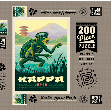 Darstellung des Puzzle Motivs Mythical Creatures: Kappa (Japan), Vintage Poster 200 Puzzle Schachtel 3D Modell