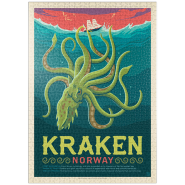 Darstellung des Puzzle Motivs puzzleplate Mythical Creatures: Kraken (Norway), Vintage Poster 1000 Puzzle