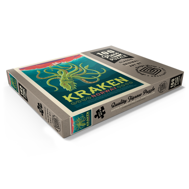 Darstellung des Puzzle Motivs Mythical Creatures: Kraken (Norway), Vintage Poster 100 Puzzle Schachtel Ansicht1