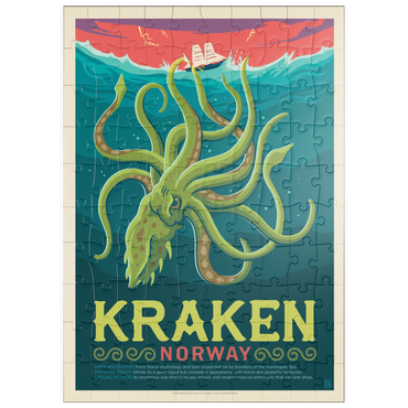 Darstellung des Puzzle Motivs puzzleplate Mythical Creatures: Kraken (Norway), Vintage Poster 100 Puzzle