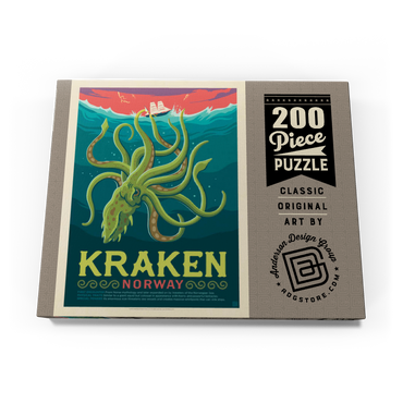 Darstellung des Puzzle Motivs Mythical Creatures: Kraken (Norway), Vintage Poster 200 Puzzle Schachtel Ansicht3