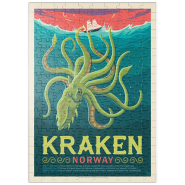 Darstellung des Puzzle Motivs puzzleplate Mythical Creatures: Kraken (Norway), Vintage Poster 200 Puzzle