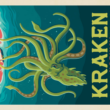 Darstellung des Puzzle Motivs Mythical Creatures: Kraken (Norway), Vintage Poster 200 Puzzle 3D Modell