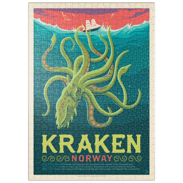 Darstellung des Puzzle Motivs puzzleplate Mythical Creatures: Kraken (Norway), Vintage Poster 500 Puzzle