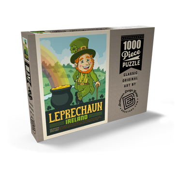Darstellung des Puzzle Motivs Mythical Creatures: Leprechaun (Ireland), Vintage Poster 1000 Puzzle Schachtel Ansicht2
