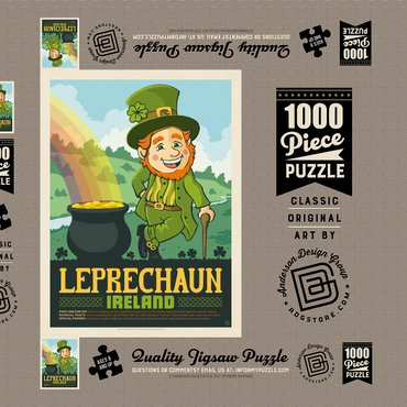 Darstellung des Puzzle Motivs Mythical Creatures: Leprechaun (Ireland), Vintage Poster 1000 Puzzle Schachtel 3D Modell