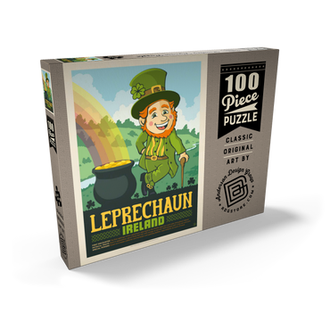 Darstellung des Puzzle Motivs Mythical Creatures: Leprechaun (Ireland), Vintage Poster 100 Puzzle Schachtel Ansicht2