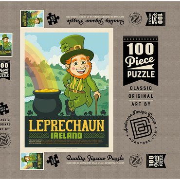 Darstellung des Puzzle Motivs Mythical Creatures: Leprechaun (Ireland), Vintage Poster 100 Puzzle Schachtel 3D Modell