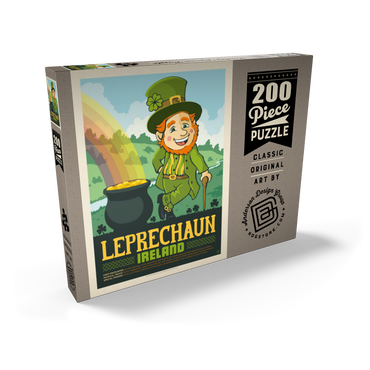 Darstellung des Puzzle Motivs Mythical Creatures: Leprechaun (Ireland), Vintage Poster 200 Puzzle Schachtel Ansicht2