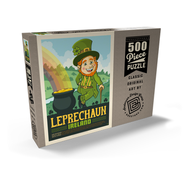 Darstellung des Puzzle Motivs Mythical Creatures: Leprechaun (Ireland), Vintage Poster 500 Puzzle Schachtel Ansicht2