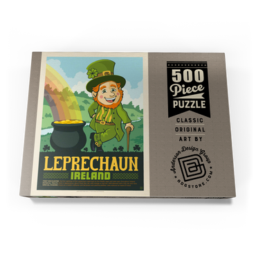 Darstellung des Puzzle Motivs Mythical Creatures: Leprechaun (Ireland), Vintage Poster 500 Puzzle Schachtel Ansicht3