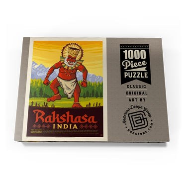 Darstellung des Puzzle Motivs Mythical Creatures: Rakshasa (India), Vintage Poster 1000 Puzzle Schachtel Ansicht3