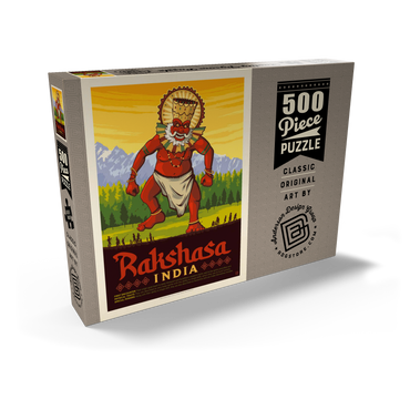 Darstellung des Puzzle Motivs Mythical Creatures: Rakshasa (India), Vintage Poster 500 Puzzle Schachtel Ansicht2