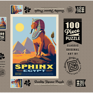 Darstellung des Puzzle Motivs Mythical Creatures: Sphinx (Egypt), Vintage Poster 100 Puzzle Schachtel 3D Modell