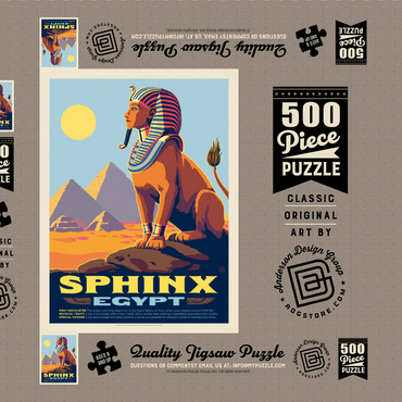 Darstellung des Puzzle Motivs Mythical Creatures: Sphinx (Egypt), Vintage Poster 500 Puzzle Schachtel 3D Modell