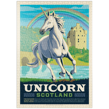Darstellung des Puzzle Motivs puzzleplate Mythical Creatures: Unicorn (Scotland), Vintage Poster 1000 Puzzle
