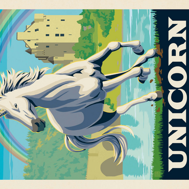 Darstellung des Puzzle Motivs Mythical Creatures: Unicorn (Scotland), Vintage Poster 1000 Puzzle 3D Modell