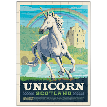 Darstellung des Puzzle Motivs puzzleplate Mythical Creatures: Unicorn (Scotland), Vintage Poster 100 Puzzle