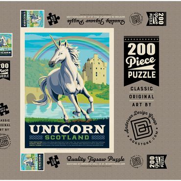 Darstellung des Puzzle Motivs Mythical Creatures: Unicorn (Scotland), Vintage Poster 200 Puzzle Schachtel 3D Modell