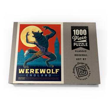 Darstellung des Puzzle Motivs Mythical Creatures: Werewolf (England), Vintage Poster 1000 Puzzle Schachtel Ansicht3
