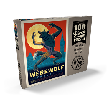 Darstellung des Puzzle Motivs Mythical Creatures: Werewolf (England), Vintage Poster 100 Puzzle Schachtel Ansicht2