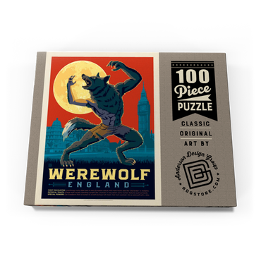 Darstellung des Puzzle Motivs Mythical Creatures: Werewolf (England), Vintage Poster 100 Puzzle Schachtel Ansicht3