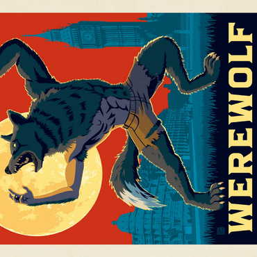 Darstellung des Puzzle Motivs Mythical Creatures: Werewolf (England), Vintage Poster 200 Puzzle 3D Modell