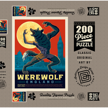 Darstellung des Puzzle Motivs Mythical Creatures: Werewolf (England), Vintage Poster 200 Puzzle Schachtel 3D Modell