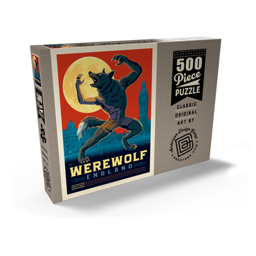 Darstellung des Puzzle Motivs Mythical Creatures: Werewolf (England), Vintage Poster 500 Puzzle Schachtel Ansicht2