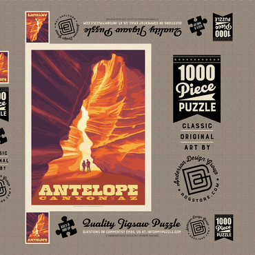 Darstellung des Puzzle Motivs Antelope Canyon, Arizona, Vintage Poster 1000 Puzzle Schachtel 3D Modell
