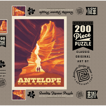 Darstellung des Puzzle Motivs Antelope Canyon, Arizona, Vintage Poster 200 Puzzle Schachtel 3D Modell