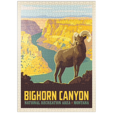 Darstellung des Puzzle Motivs puzzleplate Bighorn Canyon National Recreation Area, Montana, Vintage Poster 1000 Puzzle