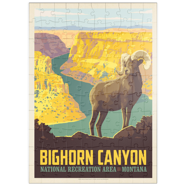 Darstellung des Puzzle Motivs puzzleplate Bighorn Canyon National Recreation Area, Montana, Vintage Poster 100 Puzzle