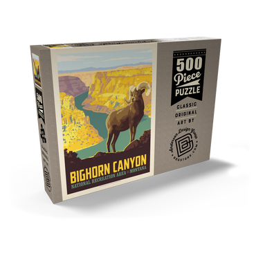 Darstellung des Puzzle Motivs Bighorn Canyon National Recreation Area, Montana, Vintage Poster 500 Puzzle Schachtel Ansicht2