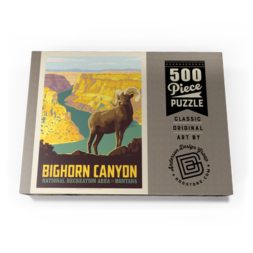 Darstellung des Puzzle Motivs Bighorn Canyon National Recreation Area, Montana, Vintage Poster 500 Puzzle Schachtel Ansicht3