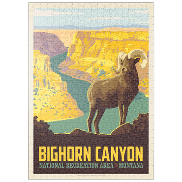 Darstellung des Puzzle Motivs puzzleplate Bighorn Canyon National Recreation Area, Montana, Vintage Poster 500 Puzzle