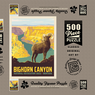 Darstellung des Puzzle Motivs Bighorn Canyon National Recreation Area, Montana, Vintage Poster 500 Puzzle Schachtel 3D Modell