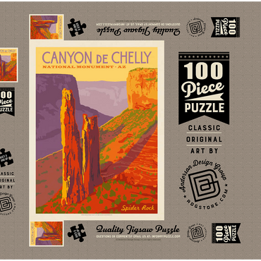 Darstellung des Puzzle Motivs Canyon De Chelly National Monument, Arizona, Vintage Poster 100 Puzzle Schachtel 3D Modell