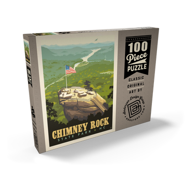 Darstellung des Puzzle Motivs Chimney Rock State Park, NC, Vintage Poster 100 Puzzle Schachtel Ansicht2