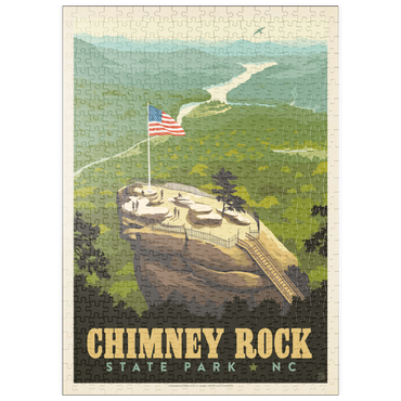 Darstellung des Puzzle Motivs puzzleplate Chimney Rock State Park, NC, Vintage Poster 500 Puzzle